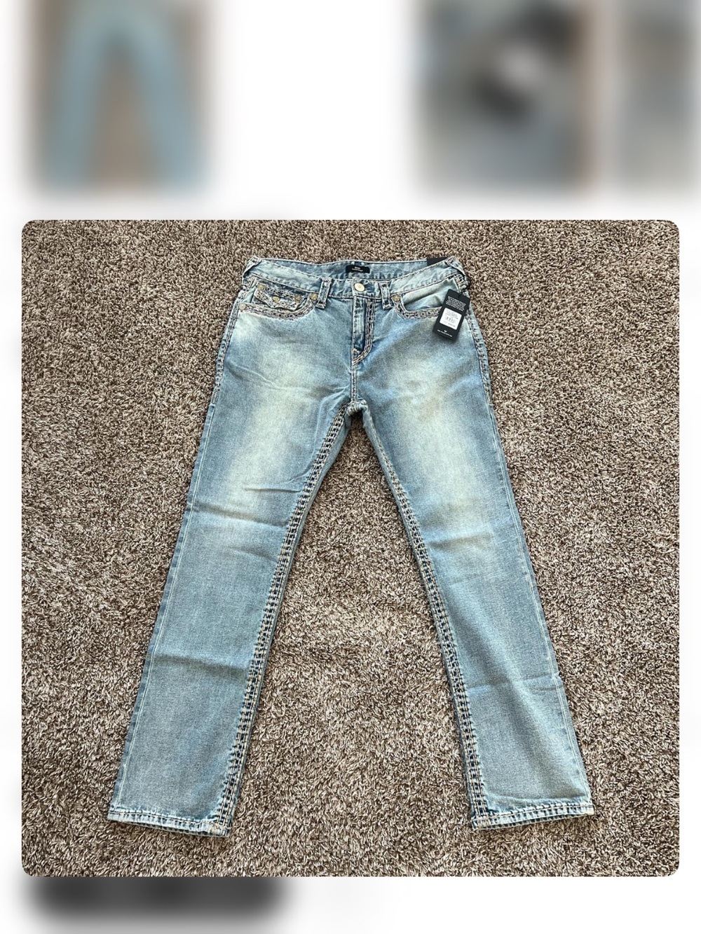 True Religion Light Blue Straight Leg Denim Jeans